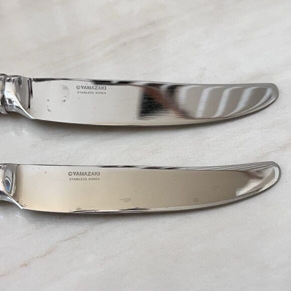 2pc Yamazaki Summersby Stainless Hammered Hollow Dinner Knife 8 7/8” Korea - Picture 6 of 8